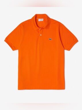 Lacoste Classic Fit Polo Shirt Orange Piqué Cotton Croc Logo Men’s Size L